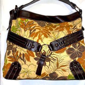 a.n.a. Hobo bag, canvas bag with silver hardware earth tones